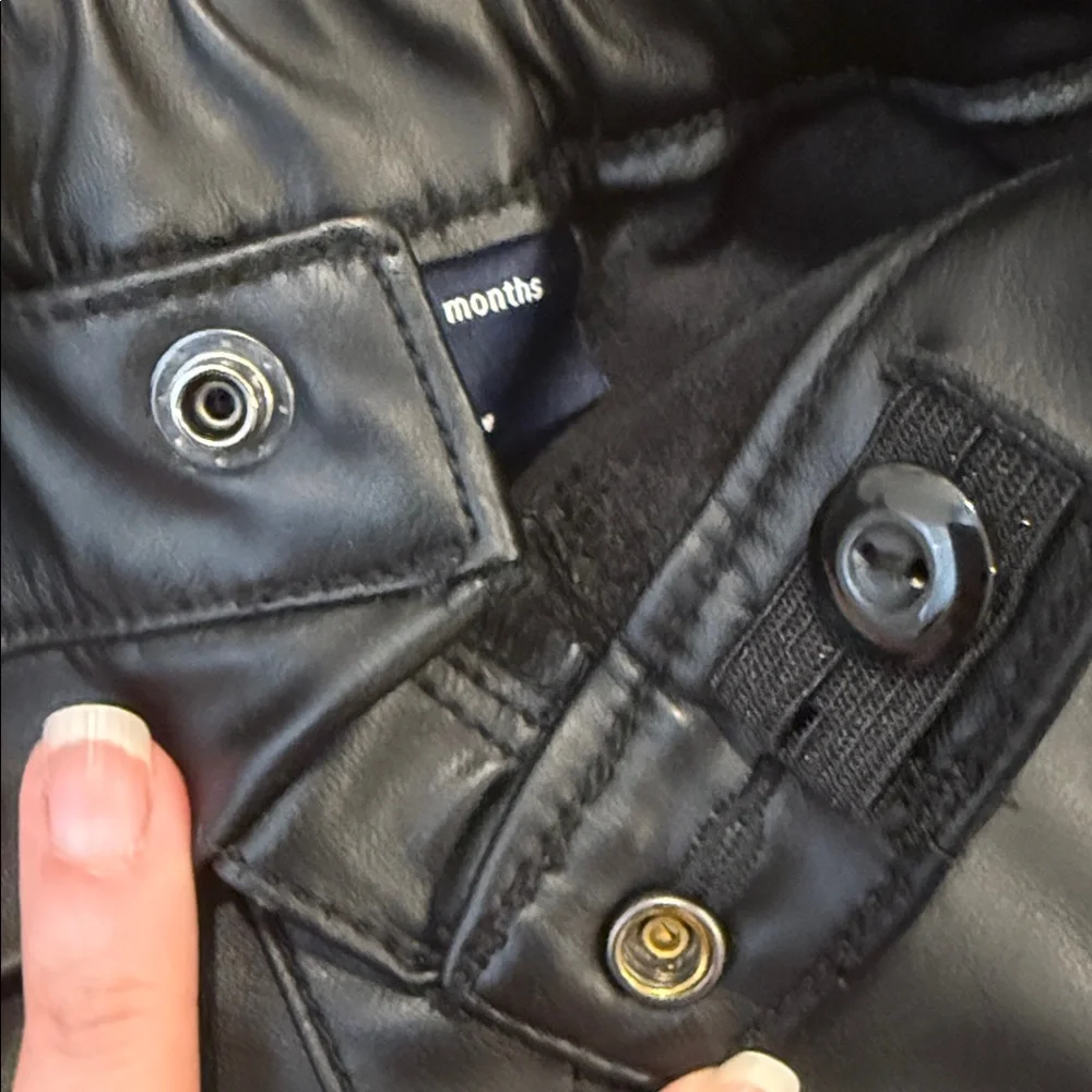 Gap Black Faux Leather 70’s Flare Pants 12-18 Months